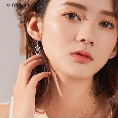 1.61 Inch 0.04oz Real Silver Heart Earrings 5A Zirconia Leaf Shape Earring