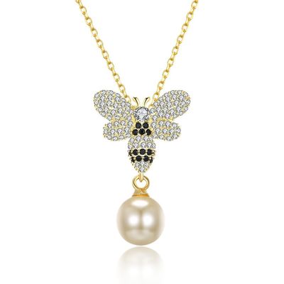 Fashion ODM Butterfly Crystal 0.27in Pearl 3.93g Sterling Silver Jewelry Necklaces