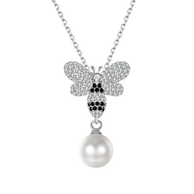 Fashion ODM Butterfly Crystal 0.27in Pearl 3.93g Sterling Silver Jewelry Necklaces