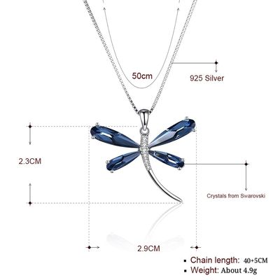 29mm 5 Gram Dragonfly Pendant Necklace 20in S925 Silver Necklace SGS