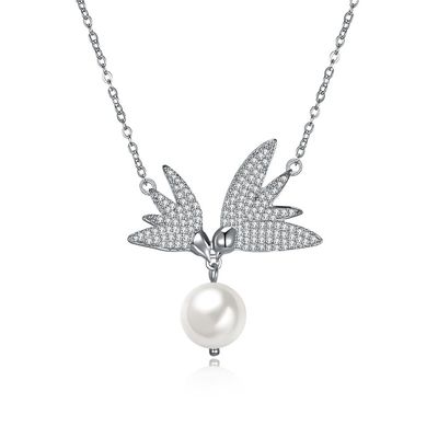 10mm Freshwater Pearl Butterfly 14.7'' 6.1g Chain Sterling Silver Jewelry Necklaces