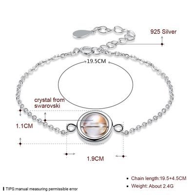 0.64ft 2.4g Sterling Silver Slider Bracelets S925 Adjustable Round Bead Bracelet