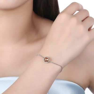 0.64ft 2.4g Sterling Silver Slider Bracelets S925 Adjustable Round Bead Bracelet