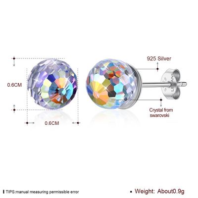 0.6X0.6cm 0.9 Gram Sterling Silver Jewelry Earrings Birthstone Ball Stud Earring SGS