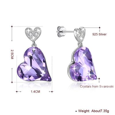 0.98x0.55in Sterling Silver Heart Earrings