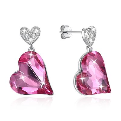 0.98x0.55in Sterling Silver Heart Earrings