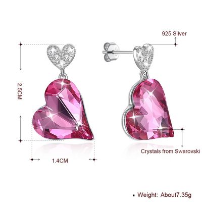 0.98x0.55in Sterling Silver Heart Earrings