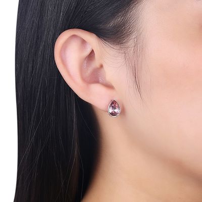 Women Pink Sterling Silver Jewelry Earrings