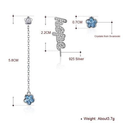 2.3in 3.7g Tassel Drop Earrings Unisex Alloy Drop Diamond Flower Earrings