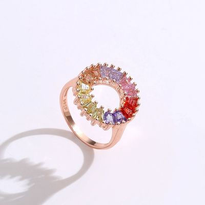 14.1mm 3.4g Zircon Engagement Ring women graduation Rose Gold Vermeil Ring