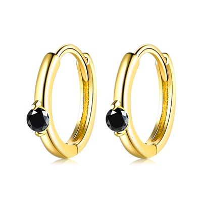 1.6g 1.5x0.3cm Stainless Steel Gold Hoop Earrings Party CZ Real Silver Earrings ODM