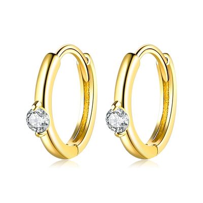 1.6g 1.5x0.3cm Stainless Steel Gold Hoop Earrings Party CZ Real Silver Earrings ODM