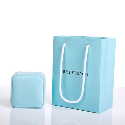 2.8X3.3X1.4in 0.8gram Jewelry Paper Packaging Recycled Blue Carton Velvet Jewelry Boxes