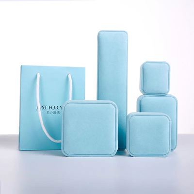 2.8X3.3X1.4in 0.8gram Jewelry Paper Packaging Recycled Blue Carton Velvet Jewelry Boxes