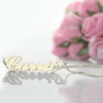 55cm chain 0.07oz Custom Silver Necklaces 18K gold Carrie Style Name Necklace