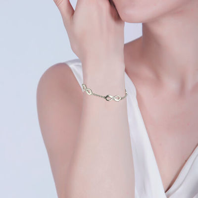 0.18oz 0.79cm Custom Silver Bracelets Solid 18k Gold Triple Infinity Bracelet