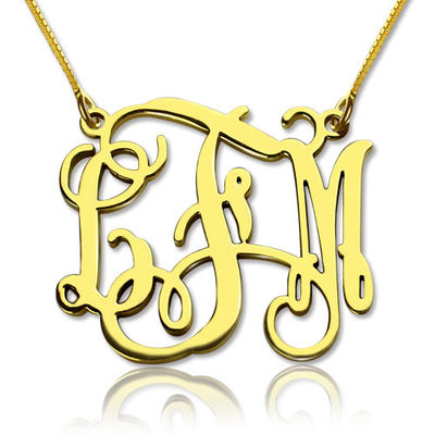1.8ft 0.07oz Personalized Monogram Necklace Gold Plated Three Letter Necklace SGS