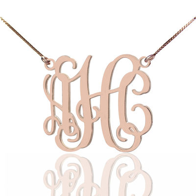 1.8ft 0.07oz Personalized Monogram Necklace Gold Plated Three Letter Necklace SGS