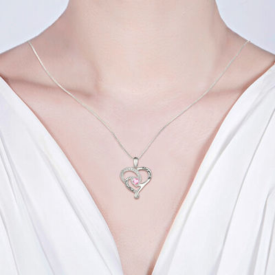 0.2in 0.14oz Heart Shaped Diamond Necklace Moon Birthstone Necklace SGS
