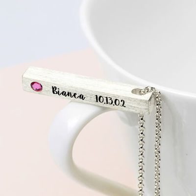 4x4x30mm 0.46oz Custom Silver Necklaces Silver Rectangle Pendant Necklace SGS