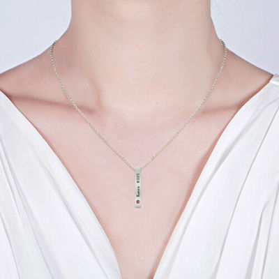 4x4x30mm 0.46oz Custom Silver Necklaces Silver Rectangle Pendant Necklace SGS