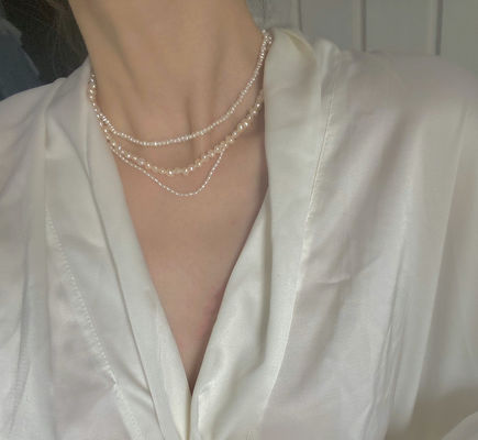 4.1 Gram Chain Pearl Jewelry Length 37CM High Luser Pearl Choker Necklaces