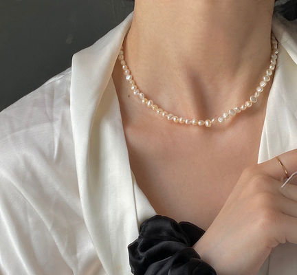 4.1 Gram Chain Pearl Jewelry Length 37CM High Luser Pearl Choker Necklaces