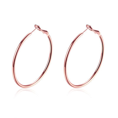 40mm Gold Plated Custom Hoop Earrings Round 8.2g Rose Gold OEM Engagement