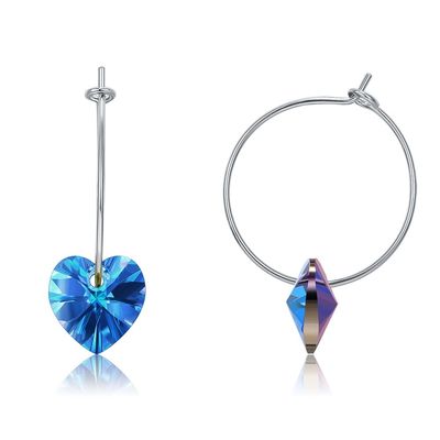 925 Sterling Silver Custom Hoop Earrings 20×10mm With Austrian crystal Crystal