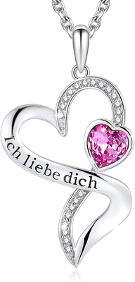 925 Sterling Silver Personalized Double Heart Necklace Rhodium Plated Austrian crystal Crystals