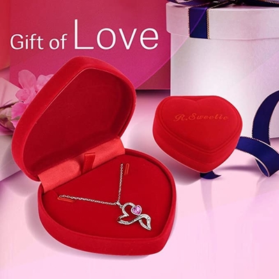 925 Sterling Silver Personalized Double Heart Necklace Rhodium Plated Austrian crystal Crystals