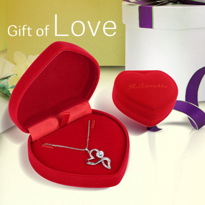 Girls' Double Heart Infinity Necklace 925 Sterling Silver White Austrian crystal Crystal